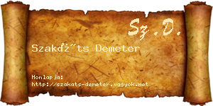 Szakáts Demeter névjegykártya